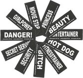 Set Labels voor Powerharness - Large tekst: BOMB DOG