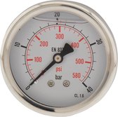 0..40 Bar Glycerine Manometer Achteraansluiting RVS/Messing 63 mm Klasse 1.6 - ML04063SHG