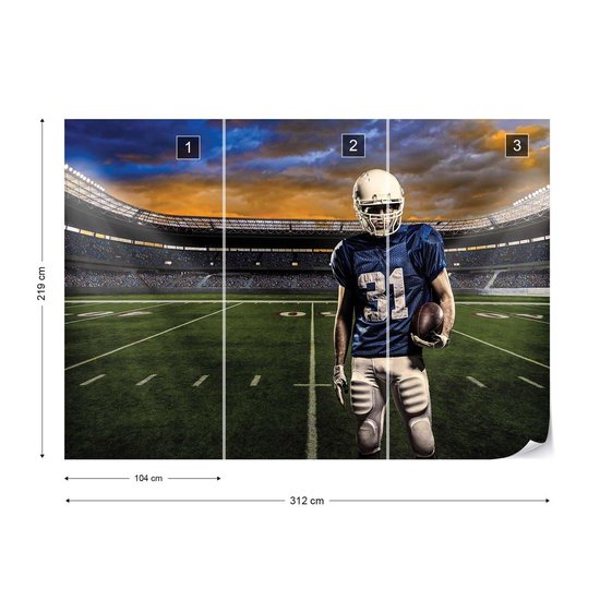 Papier peint Stade de football américain | XXL - 312 cm x 219 cm | Polaire 130g / m2