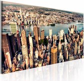 Schilderij - Panorama van New York , multi kleur