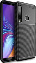 Samsung Galaxy A9 (2018) Siliconen Carbon Hoesje Zwart