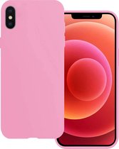 Hoes Geschikt voor iPhone X Hoesje Siliconen Back Cover Case - Hoesje Geschikt voor iPhone X Hoes Cover Hoesje - Roze