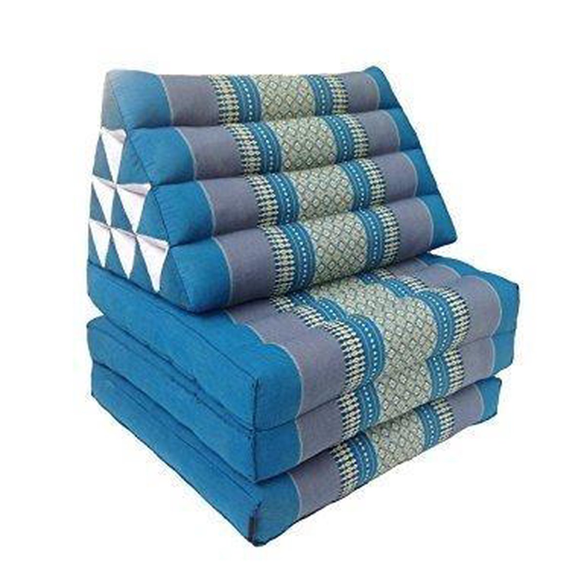 Fine Asianliving Thais Kussen Meditatie Driehoek Vloer Ligmat Yoga Uitklapbaar Kapok 50x175x8cm Blauw Meditatie Mat Matras