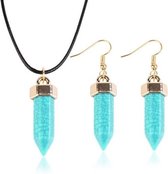 Fashionidea - Mooie blauwe ketting met passende oorbellen de Pendant Set Blue