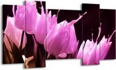 Peinture sur toile Tulipe | Rose, noir | 120x65 5 Liège