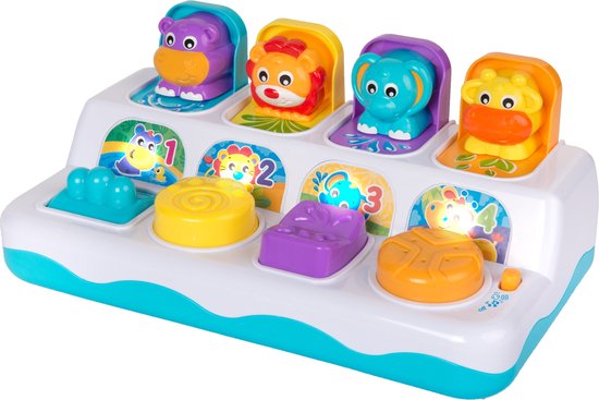 Playgro Muzikale Pop Up Speelgoed – Interactief babyspeelgoed – Muziek en licht – Boederij geluiden – 2 speelopties
