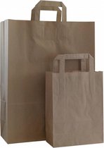 Papieren tassen met plat handvat, bruin, 22 + 10 x 36 cm