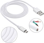 1m Net Style Hoge kwaliteit metalen kop Micro USB naar USB Data / oplaadkabel, of Samsung, HTC, Sony, Lenovo, Huawei en andere smartphones (wit)