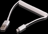 USB-synchronisatiegegevens / Opgerolde kabel opladen voor iPhone 6 en 6 Plus, iPhone 5 & 5S & 5C, iPad Air, iPod Touch, iPad mini (wit)