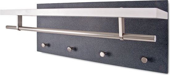 HakuShop Portemanteau mural | Granit MDF | Étagère à chapeau | Tringle de garde-robe | 75x26x30