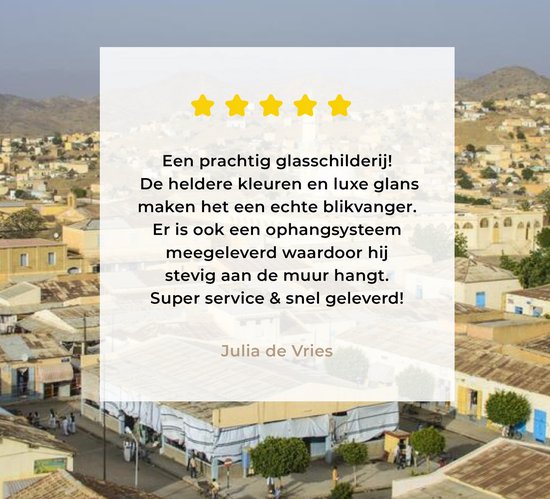 MuchoWow® Peinture sur Verre - Vue A Vol d'Oiseau de Keren - 90x60 cm - Peintures sur Verre Peintures - Photo sur Glas