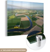 MuchoWow® Glasschilderij 80x60 cm - Schilderij acrylglas - Weilanden in Nederland - Foto op glas - Schilderijen
