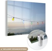 MuchoWow® Glasschilderij 120x80 cm - Schilderij acrylglas - Lampen - Water - Lucht - Foto op glas - Schilderijen