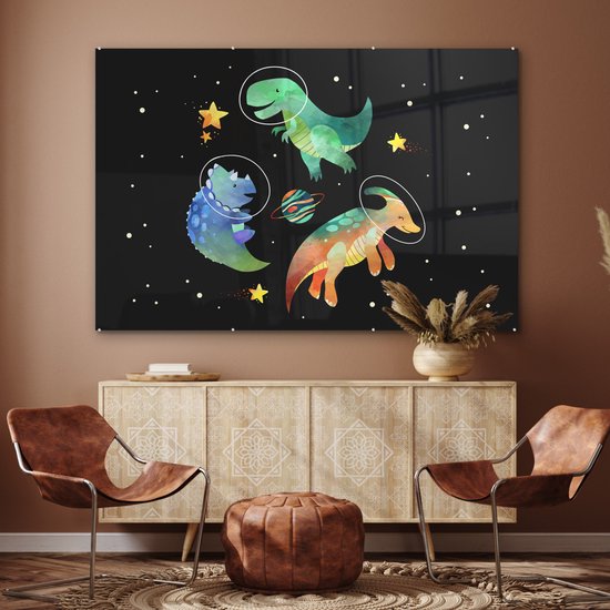 Peinture sur Verre - Étoiles - Dinosaurus - Enfants - 180x120 cm - Peintures sur Verre Peintures - Photo sur Glas