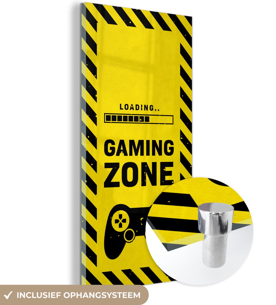 MuchoWow® Glasschilderij 40x80 cm - Schilderij acrylglas - Gaming - Quotes - Controller - Gaming zone - Game - Foto op glas - Schilderijen