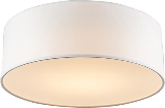 QAZQA drum led - Moderne LED Plafondlamp - 1 lichts - Ø 300 mm - Wit -  Woonkamer |... | bol.com