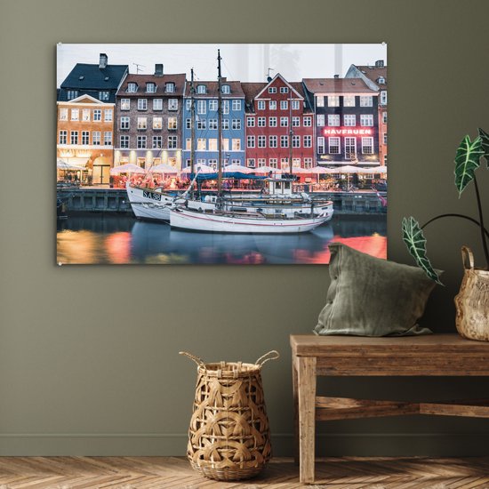 Copenhagen by night Glass 90x60 cm - Tirage photo sur verre (Décoration murale en plexiglas)