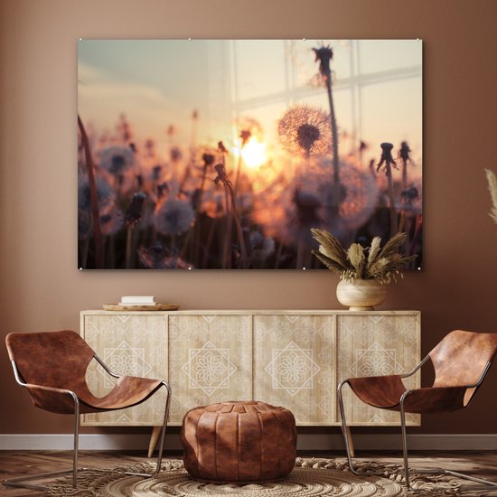 Peinture sur Verre - Pissenlit - Coucher de Soleil - Printemps - 150x100 cm - Peintures sur Verre Peintures - Photo sur Glas