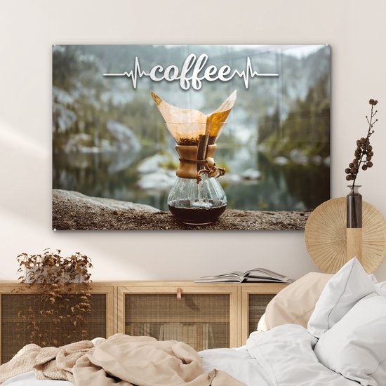 Peinture sur verre - Café citation ' Coffee' fond avec café traditionnel - 90x60 cm - Peintures sur Verre Peintures - Photo sur Glas