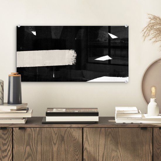 MuchoWow® Peinture sur verre 40x20 cm - Peinture sur verre acrylique - Abstrait - Pastel - Minimalisme - Photo sur verre - Peintures