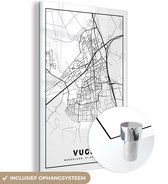 MuchoWow® Glasschilderij 80x120 cm - Schilderij acrylglas - Vught - Stadskaart - Zwart Wit - Plattegrond - Kaart - Nederland - Foto op glas - Schilderijen