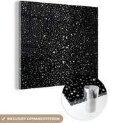 MuchoWow® Glasschilderij 20x20 cm - Schilderij acrylglas - Zwart - Wit - Patronen - Stippen - Foto op glas - Schilderijen