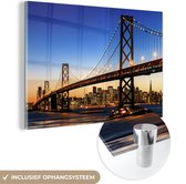 MuchoWow® Glasschilderij - Brug - San Francisco - Skyline - 60x40 cm - Acrylglas Schilderijen - Foto op Glas