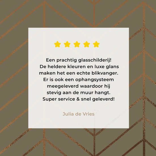 Peinture sur verre MuchoWow 60x90 cm - Peinture acrylique sur verre - Motifs - Vert - Ligne - Or - Photo sur verre - Peintures