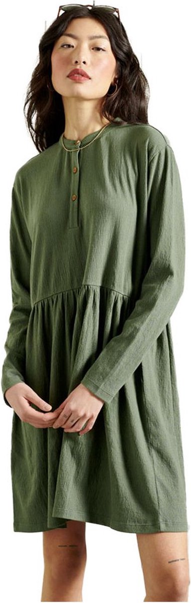 Superdry Jersey Mini Korte Jurk M Vrouw Olijf