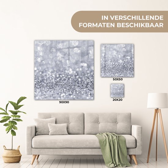MuchoWow® Peinture sur Verre - Paillettes Argentées - 90x90 cm - Peintures sur Verre Acrylique - Photo sur Glas