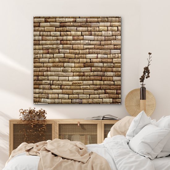Peinture sur verre MuchoWow® - Bouchons en rangée - 90x90 cm - Peintures sur verre acrylique - Photo sur Glas