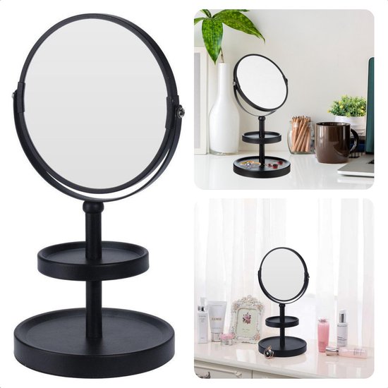 Miroir De Maquillage Grossissant Double Face 1X/2X – Support Bambou Naturel, Rotation 360°, 20,3 Cm, Idéal Pour Coiffeuse Ou Salle De Bain Miroir Table 360 Degrés