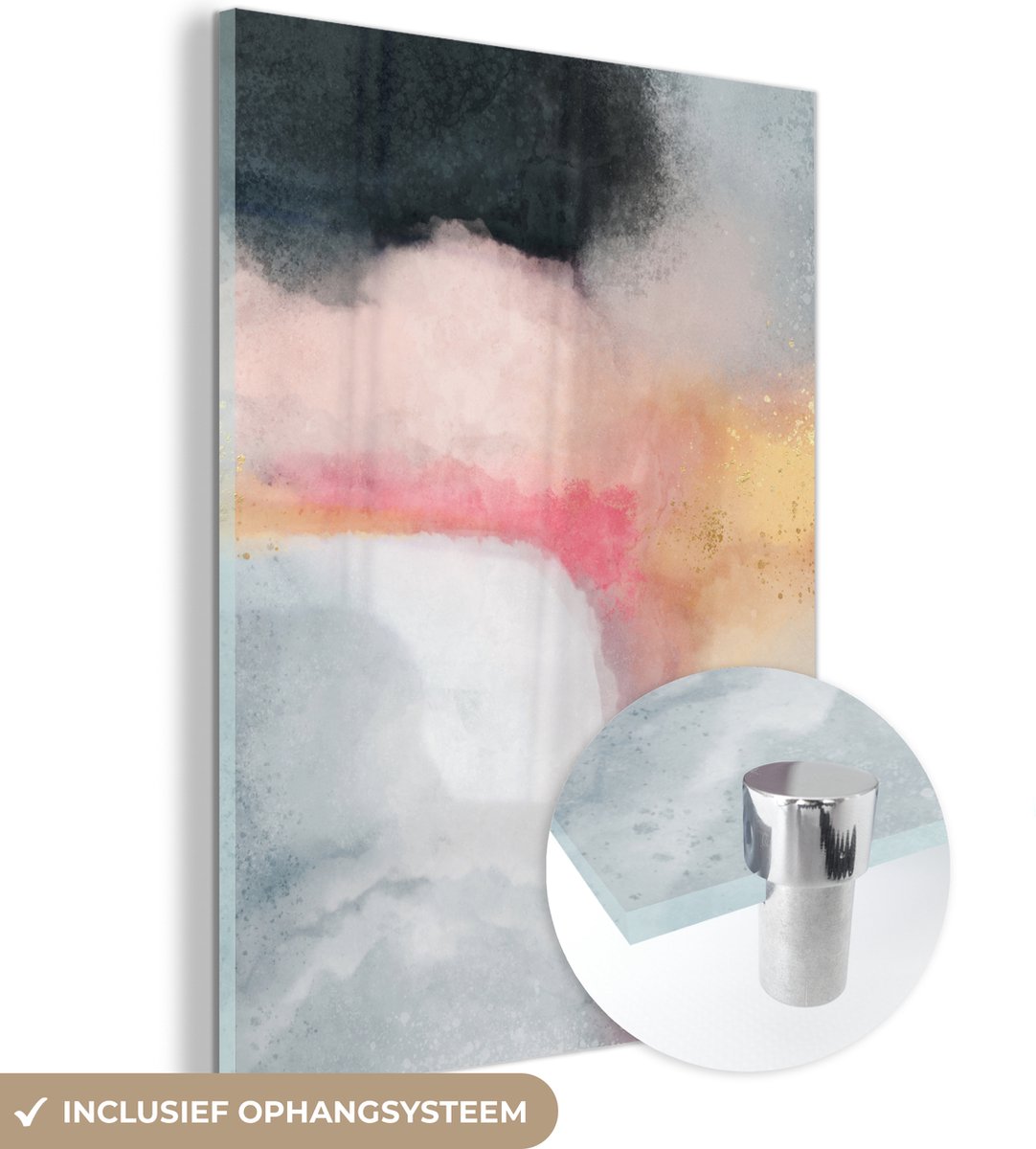 MuchoWow® Glasschilderij 90x120 cm - Schilderij acrylglas - Verf - Abstract - Design - Foto op glas - Schilderijen