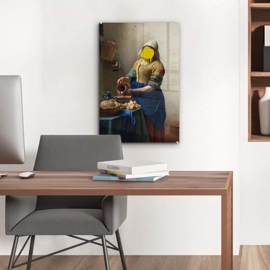 MuchoWow® Peinture sur verre 40x60 cm - Peinture sur verre acrylique - Melkmeisje - Johannes Vermeer - Peinture - Photo sur verre - Peintures
