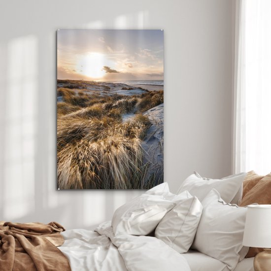 MuchoWow® Peinture sur verre 80x120 cm - Peinture sur verre acrylique - Plage - Mer - Scheveningen - Nederland - Photo sur verre - Peintures