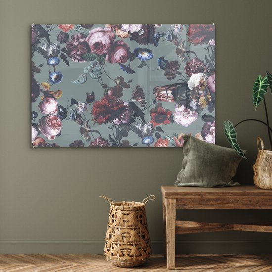 Peinture sur Verre - Fleurs - Roses - Rose - 120x80 cm - Peintures Plexiglas