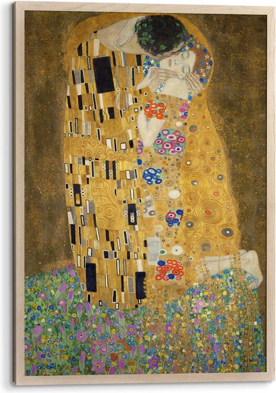 Ingelijste poster Klimt De Kus 93,5x63 cm