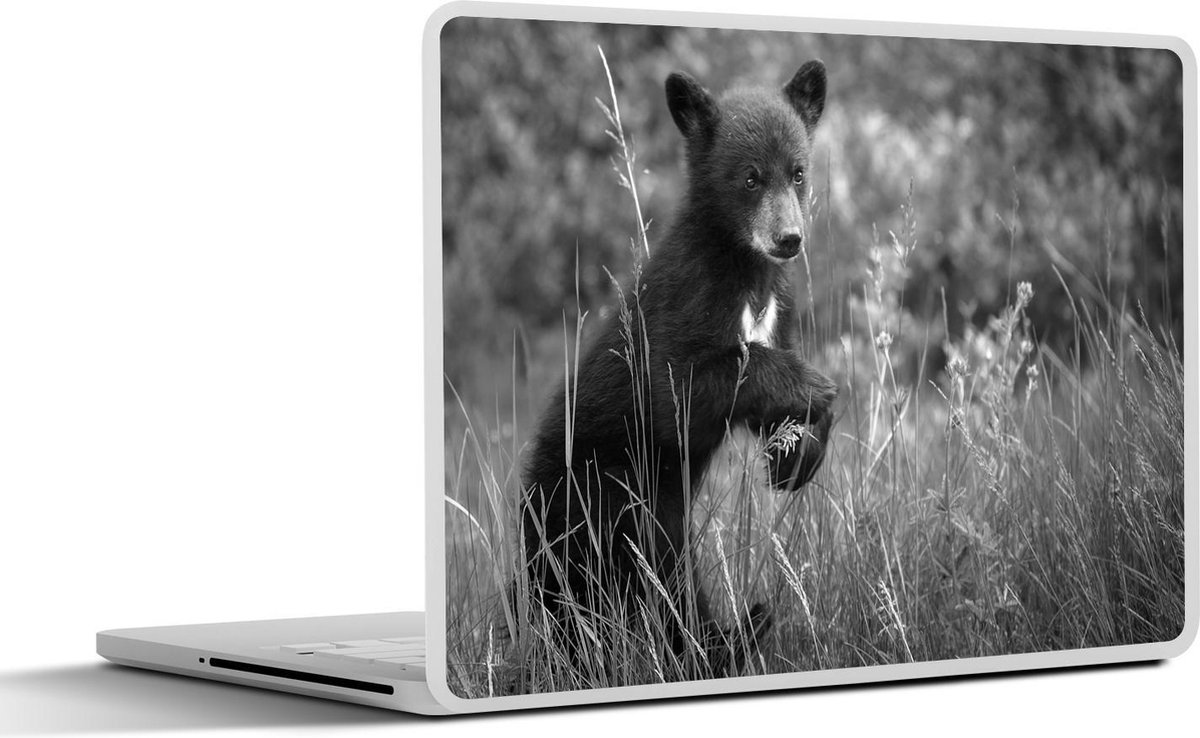 Afbeelding van product SleevesAndCases  Laptop sticker - 14 inch - Zwart berenjong - zwart wit