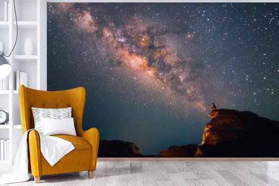 Papier fotobehang Voie lactée sur un paysage de montagne