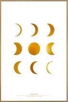 JUNIQE - Poster met kunststof lijst Lunar gouden -40x60 /Goud & Wit