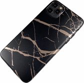 Apple iPhone Xs Max - Silicone zacht hoesje Fien marmer zwart - Geschikt voor