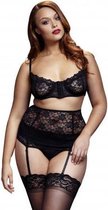 Baci - 3-Delige Kanten Jarretel Set - Curvy - Sexy Lingerie & Kleding - Lingerie Dames - Dames Lingerie - Jarretel Setjes