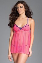 Lange Babydoll + String - Roze - Sexy Lingerie & Kleding - Lingerie Dames - Dames Lingerie - Babydoll Setjes