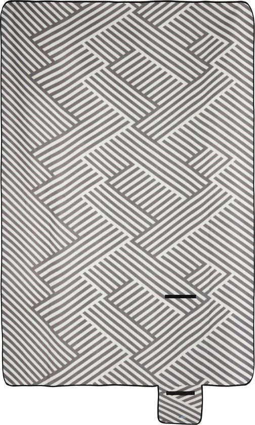 Couverture de pique-nique 200x300 cm XXL polaire imperméable pliable gris blanc manche aluminium rayures