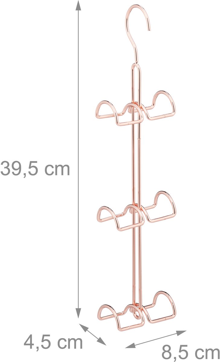 tassen hanger - 6 haken - stropdas hanger - riemhanger - metaal - koper