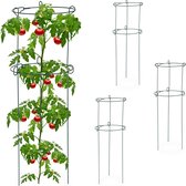 Relaxdays Plantensteun rond - 4 stuks - tomatensteun - rankhulp - metaal - ringen - groen