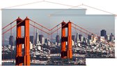 Downtown San Francisco met de Golden Gate Bridge - Foto op Textielposter - 120 x 80 cm