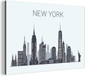 Wanddecoratie Metaal - Aluminium Schilderij Industrieel - New York - Amerika - Skyline - 60x40 cm - Dibond - Foto op aluminium - Industriële muurdecoratie - Voor de woonkamer/slaapkamer
