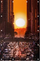 Manhattanhenge op 42nd Avenue in New York City - Foto op Tuinposter - 150 x 225 cm