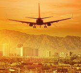 Vliegtuig richting Las Vegas in de Mojavewoestijn - Fotobehang (in banen) - 250 x 260 cm